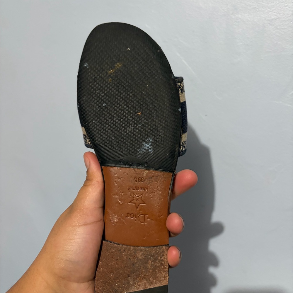 Dior Navy and Tan Women's Slippers - Picture 4 of 5